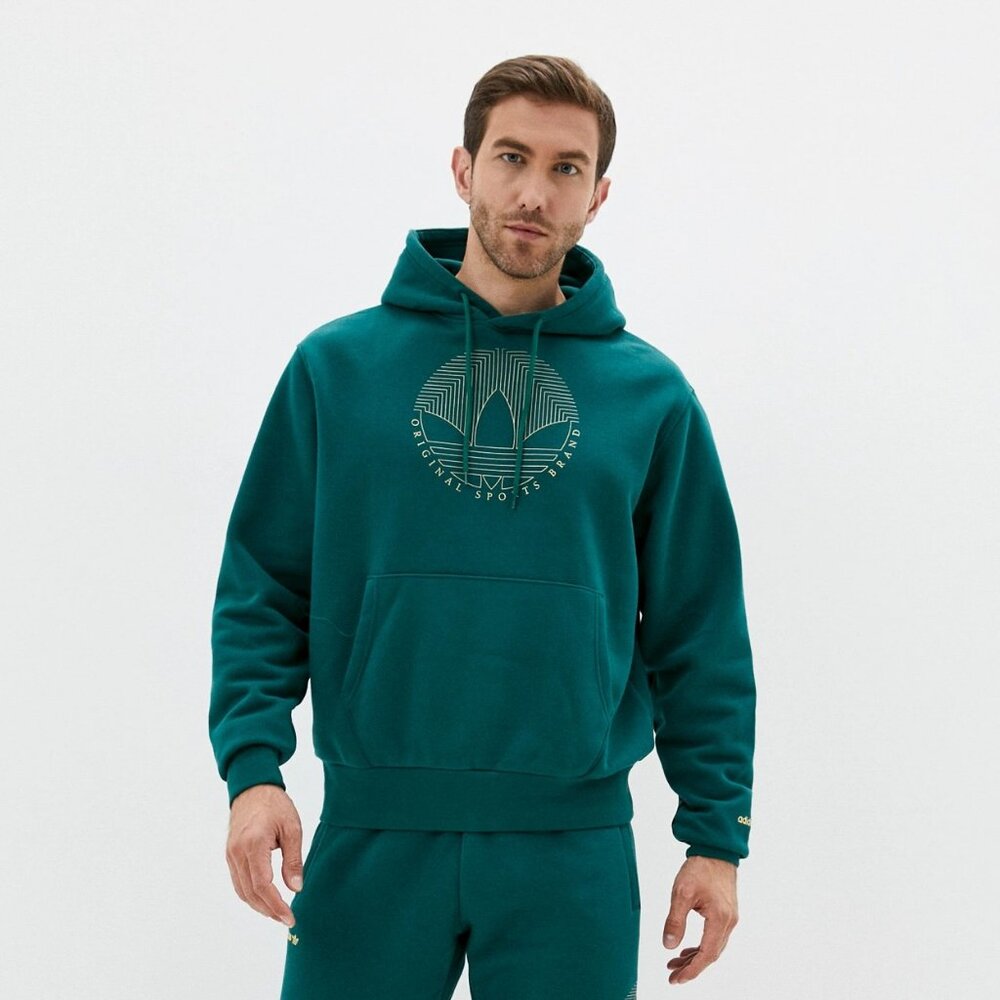 Size M - Adidas Deco Trefoil Men's Hoodie Green - Men or Womens